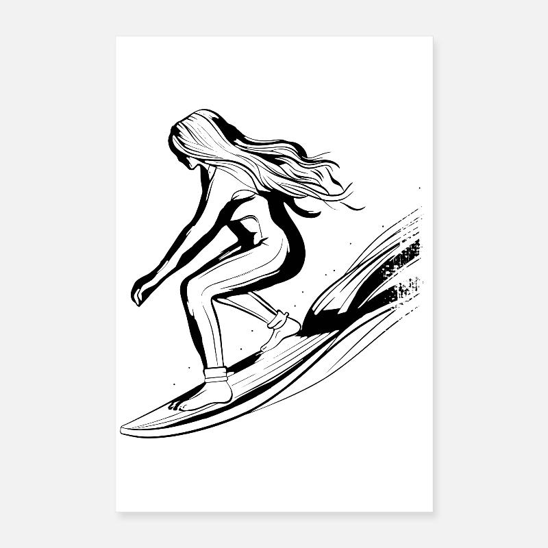 Surfeuse Fille Poster 40 x 60 cm