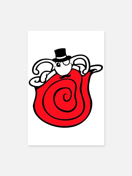 Mr Schnecke Sir Zylinder Monokel reich wohlhabend - Poster 40x60 cm - Weiß - Vorne