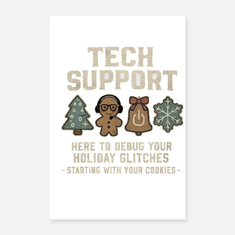 Support technique : Informaticien(ne) Sweat de Noël moche Poster 40 x 60 cm