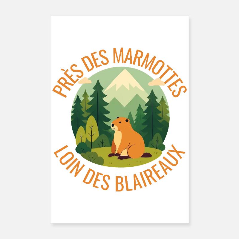 Alpenmurmeltier im Wald Poster 40x60 cm