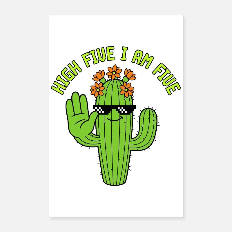 High Five Kaktus 5. Geburtstag Poster 40x60 cm