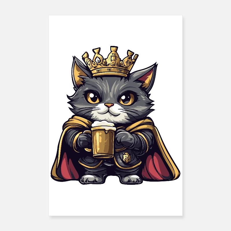 Roi de la Bière Chat Poster 40 x 60 cm