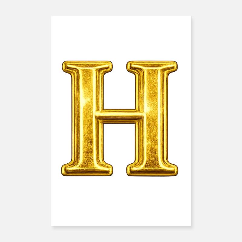 Golden H Monogram Poster 16" x 24" (40x60 cm)