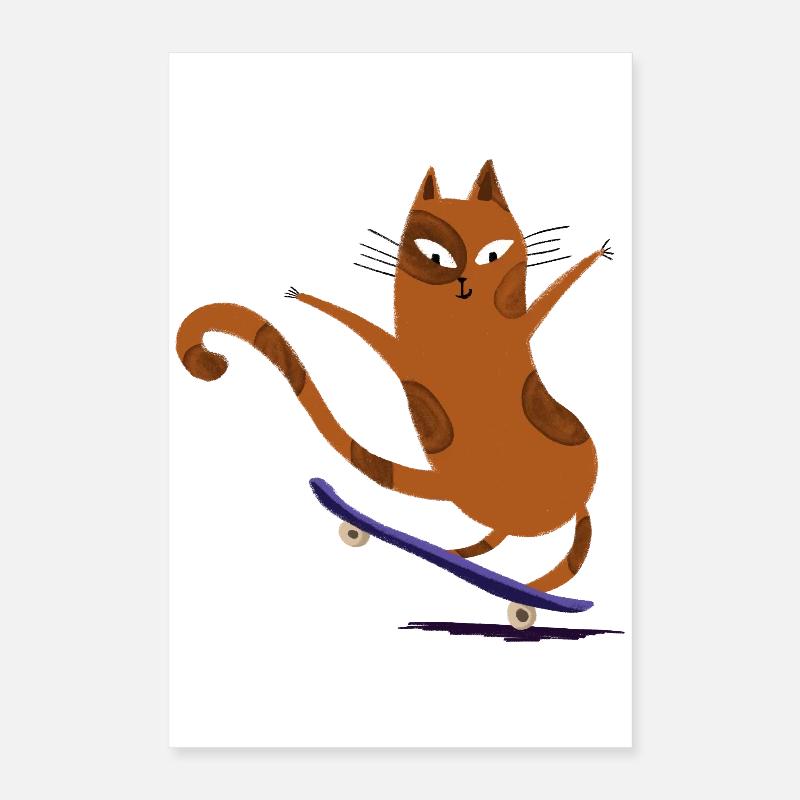 Skateboard pour chat Poster 40 x 60 cm