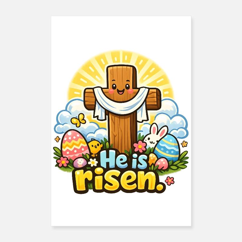 He is Risen Kawaii Kreuz Poster 40x60 cm