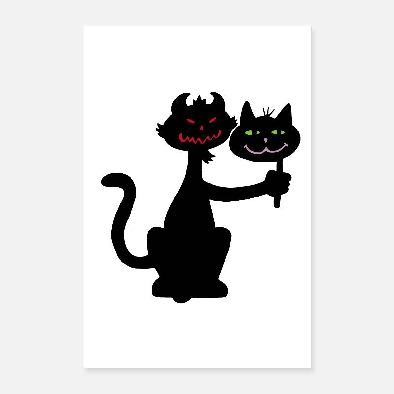 Schwarze Katze und Dämon Poster 40x60 cm