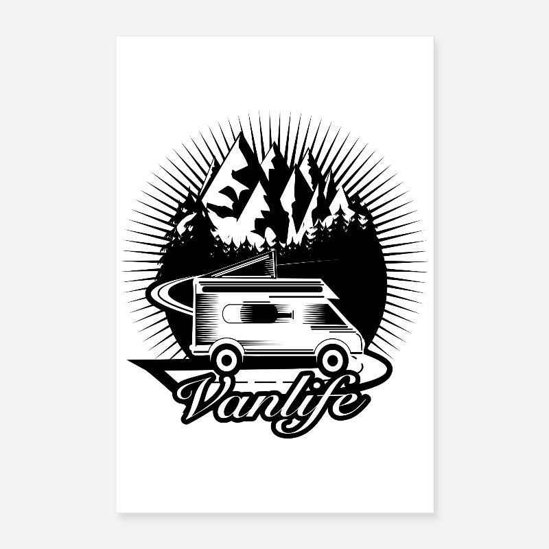 Camper unterwegs mit Van Life Typografie Poster 40x60 cm