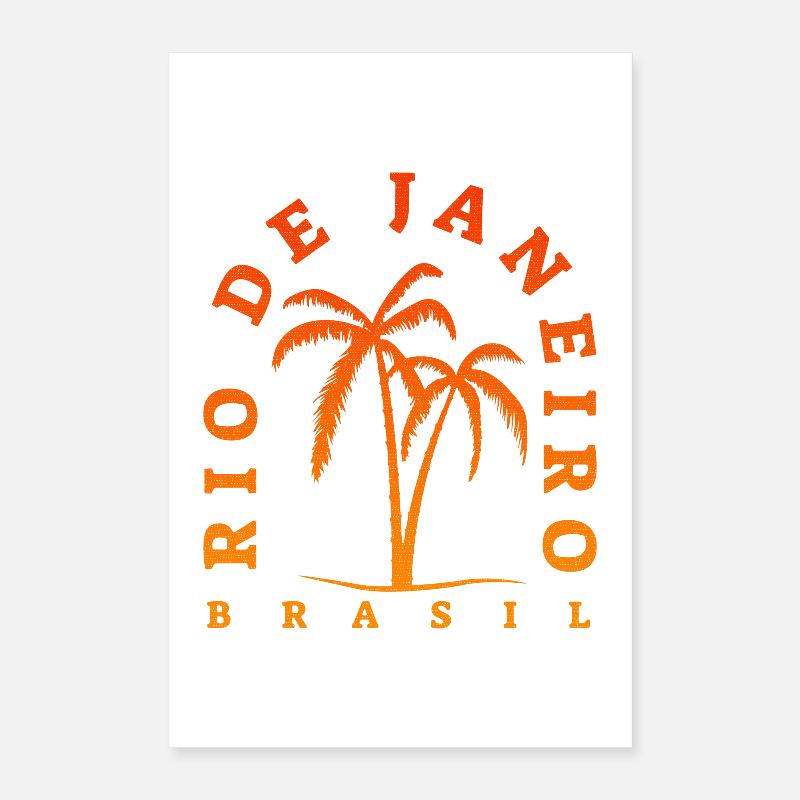 Rio de Janeiro Palm Tree Retro Poster 40x60 cm