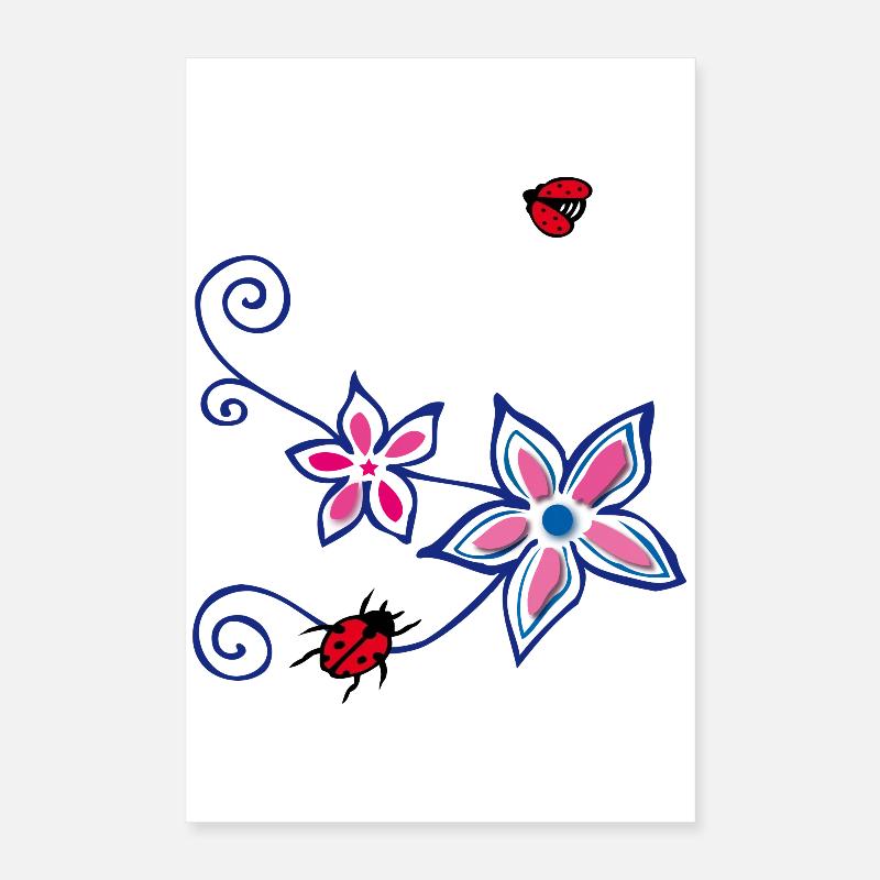 Blume mit Marienkäfer Poster 40x60 cm