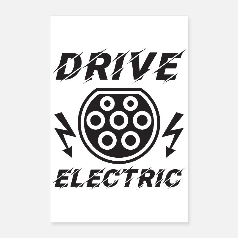 Drive Electric Type 2 Plug Supercharge Electric Poster 16" x 24" (40x60 cm)