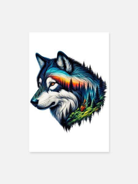 Loup - Poster 40 x 60 cm - blanc - Devant