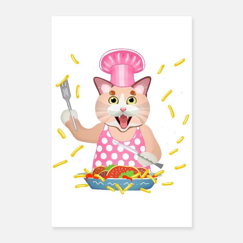 Gierige Katze Poster 40x60 cm