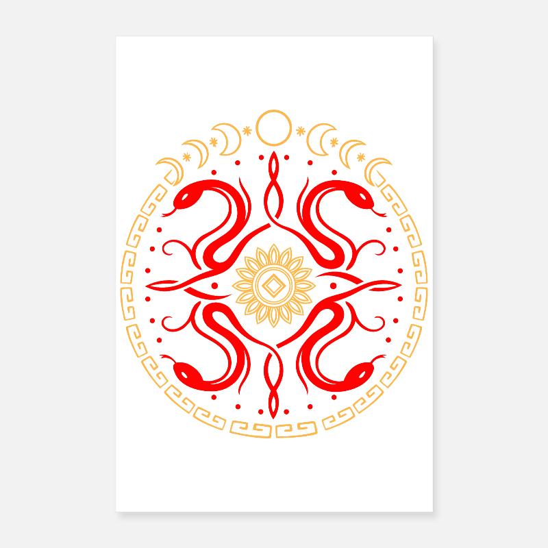 Snake wheel with moon phases Poster 16" x 24" (40x60 cm)