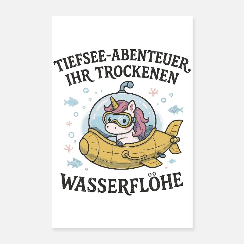 Einhorn-Tiefsee-U-Boot Poster 40x60 cm