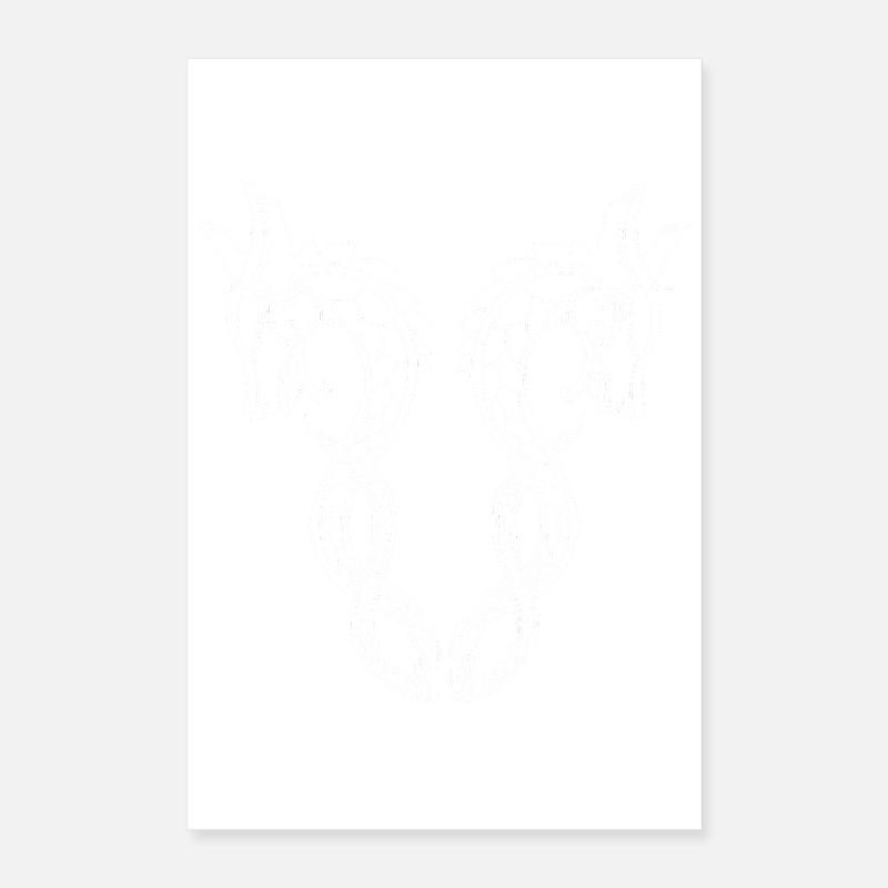 White Dragon with Two Heads Poster 16" x 24" (40x60 cm)