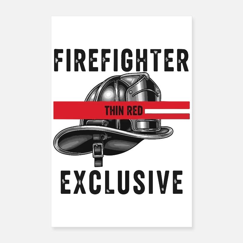 Firefighter Helmets Red Graphic Design Poster 16" x 24" (40x60 cm)