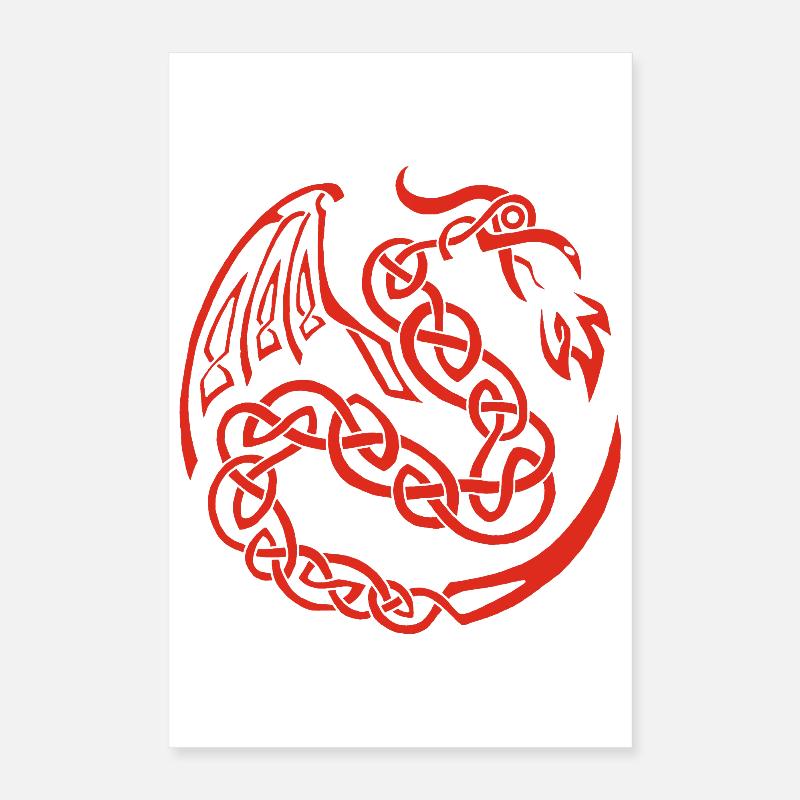 Roter keltischer Drache Poster 40x60 cm