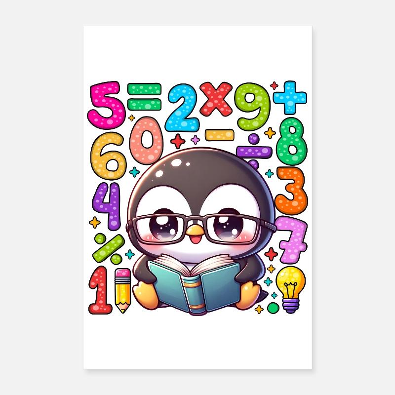 Number Day Penguin Reading Numbers Poster 16" x 24" (40x60 cm)