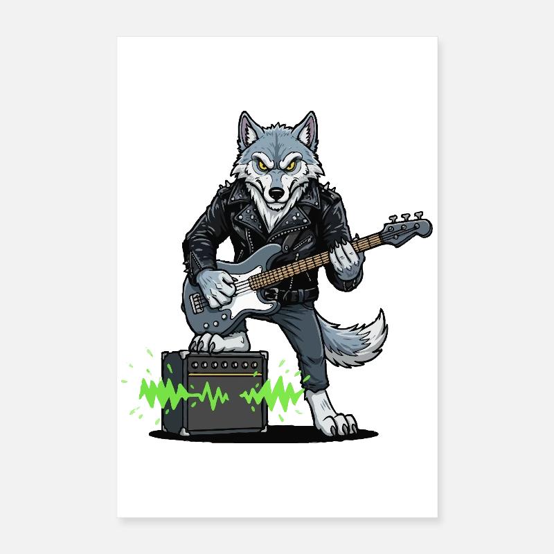 Rockerwolf mit Lederjacke Poster 40x60 cm