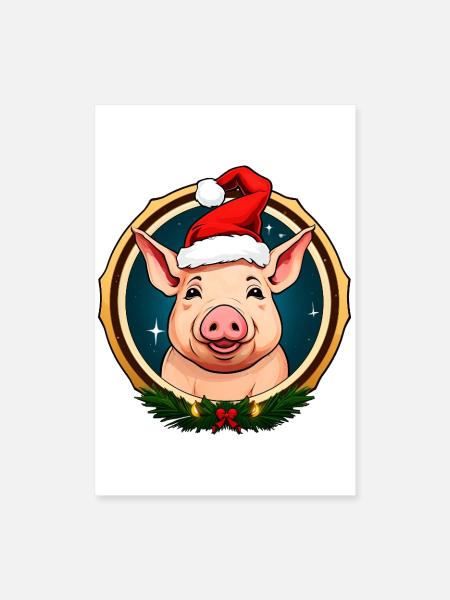 Cochons de Noël - Poster 40 x 60 cm - blanc - Devant