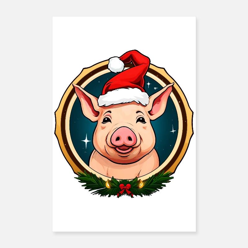 Cochons de Noël Poster 40 x 60 cm