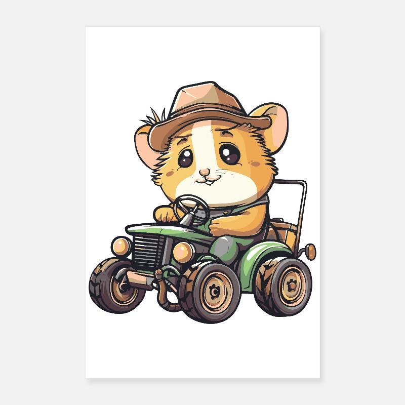 Hamster Traktor Farmer Poster 40x60 cm