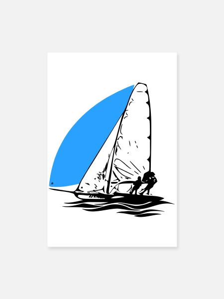 49er Segeljolle Segelboot Regatta Segel Segelsport - Poster 40x60 cm - Weiß - Vorne