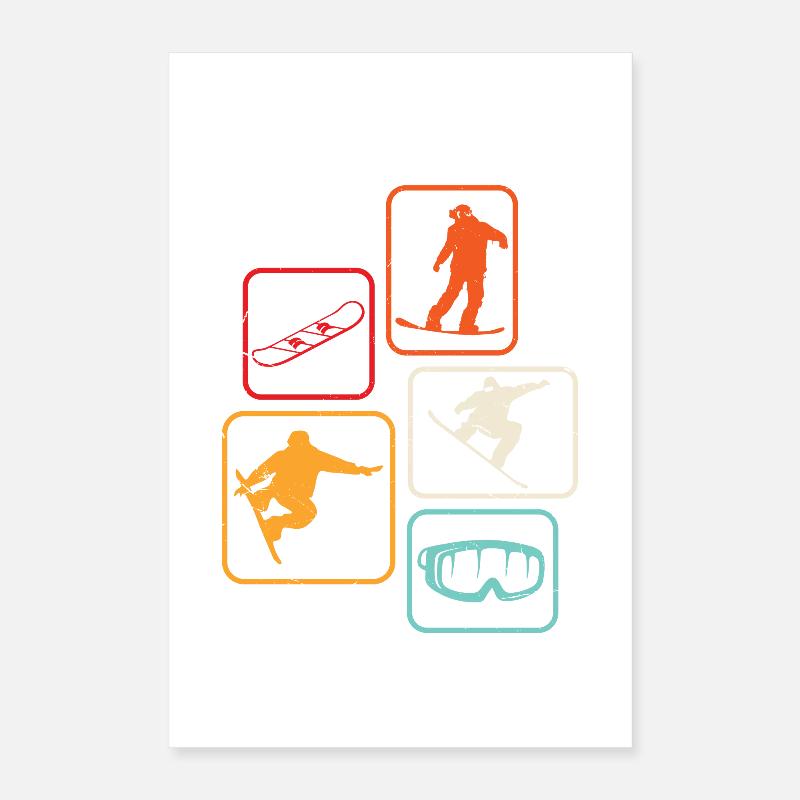 Snowboard rétro Snowboard Ski Poster 40 x 60 cm