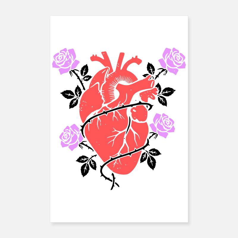 Anatomical Heart Roses Multicolored Poster 16" x 24" (40x60 cm)