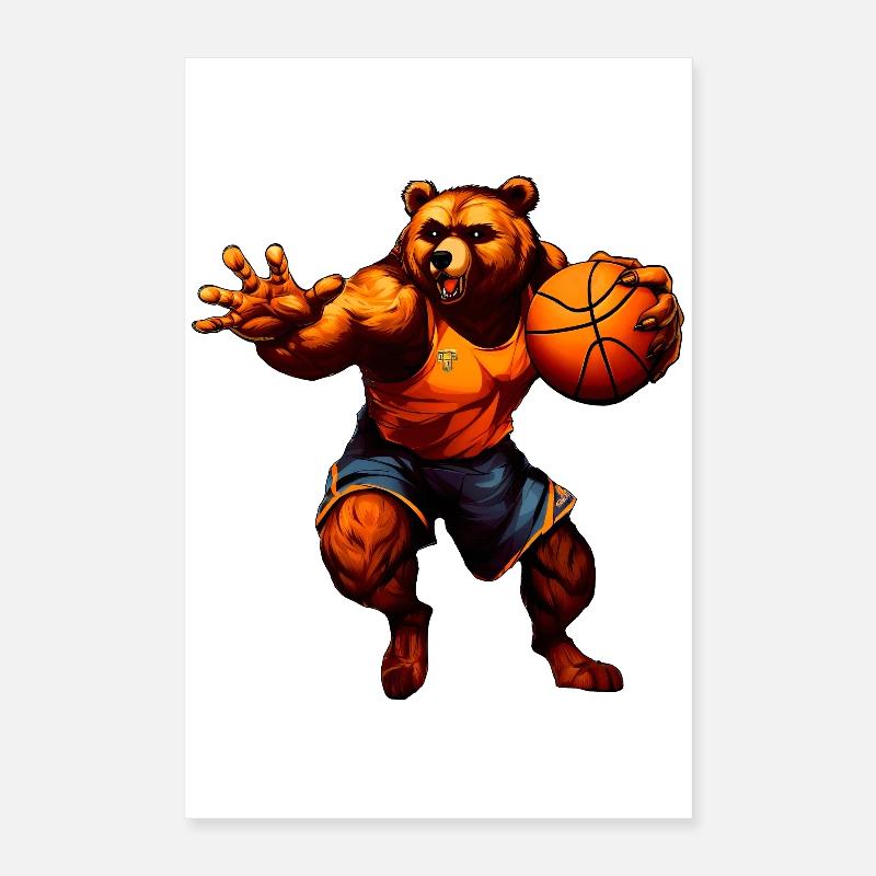 Bear Basketball Player Poster 16" x 24" (40x60 cm)