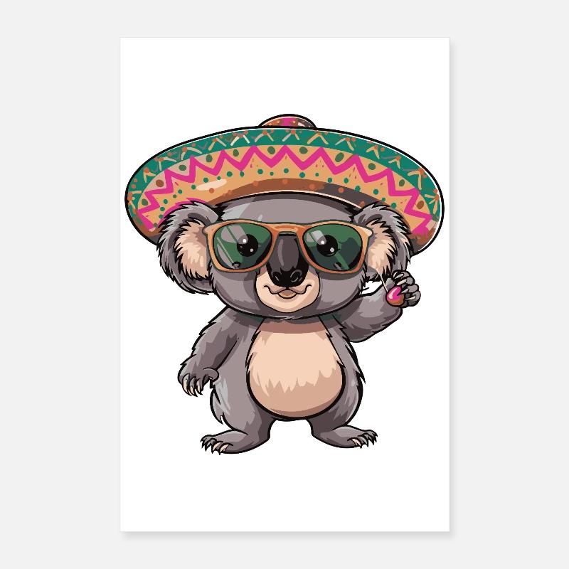 Koala Comic Funny Sombrero Poster 16" x 24" (40x60 cm)