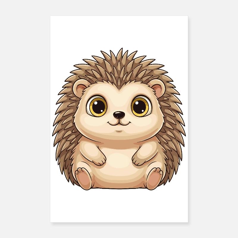 Petit hérisson mignon – style Kawaii avec de grands yeux Poster 40 x 60 cm