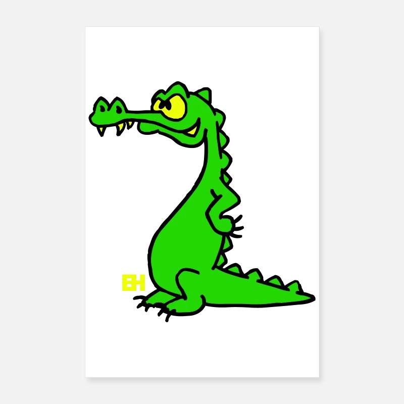 Crocodile souriant, design à trois couleurs Poster 40 x 60 cm