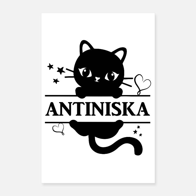 t-shirt Antiniska t-shirt chat cadeau idée chat chat - Poster 40 x 60 cm - blanc