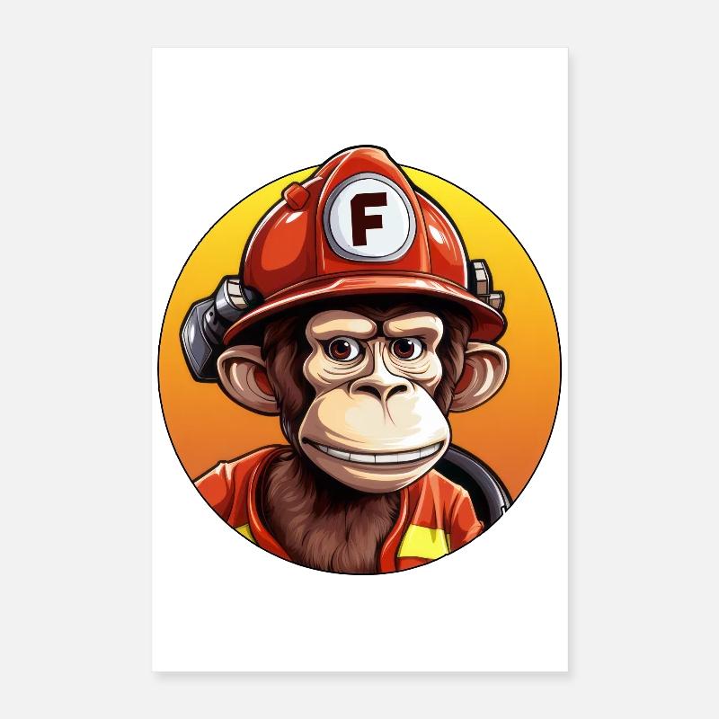 Firefighter / Monkey Poster 16" x 24" (40x60 cm)