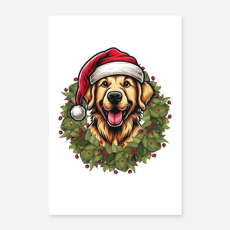 Golden Retriever à Noël 🎄 Poster 40 x 60 cm