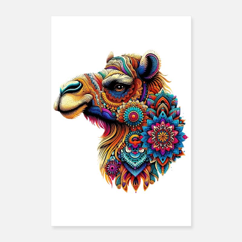Chameau décoré de Mandalas Poster 40 x 60 cm