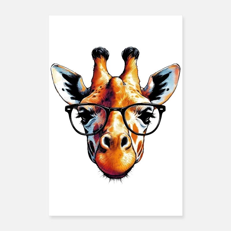 Giraffe with Glasses Poster 16" x 24" (40x60 cm)