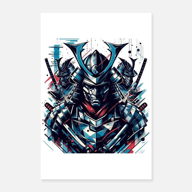 Futuristischer Samurai-Krieger Illustration Poster 40x60 cm