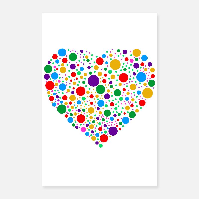 Colourful Polka Dot Heart – Bright Spotty Dotted  Poster 16" x 24" (40x60 cm)
