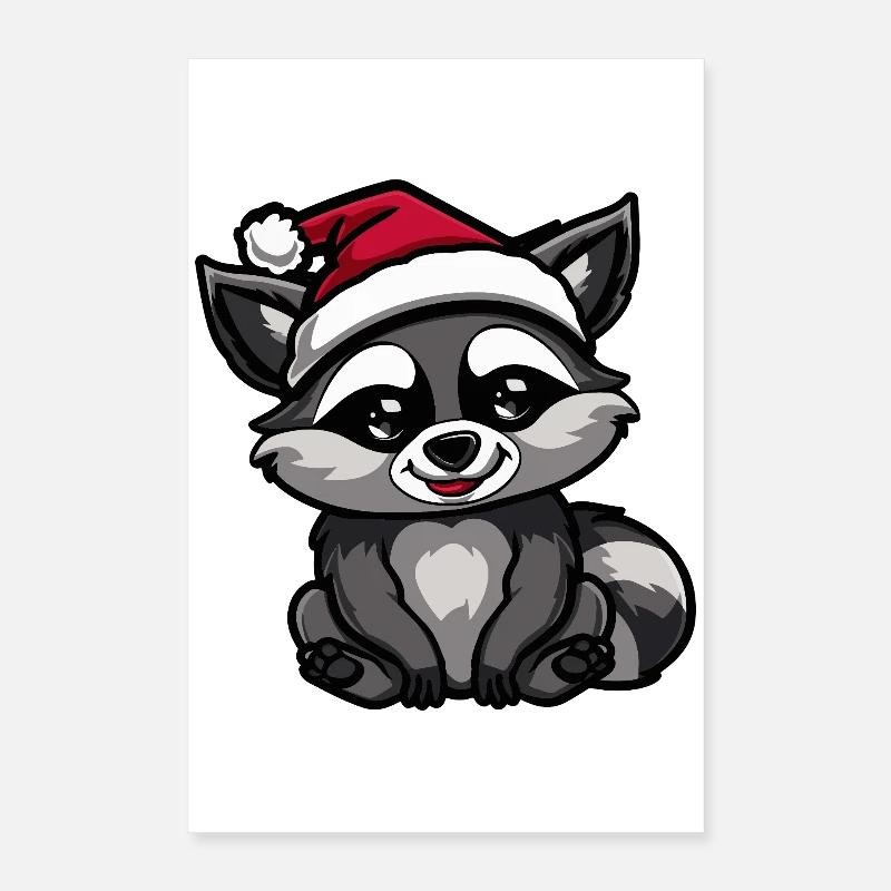 Noël du raton laveur Poster 40 x 60 cm