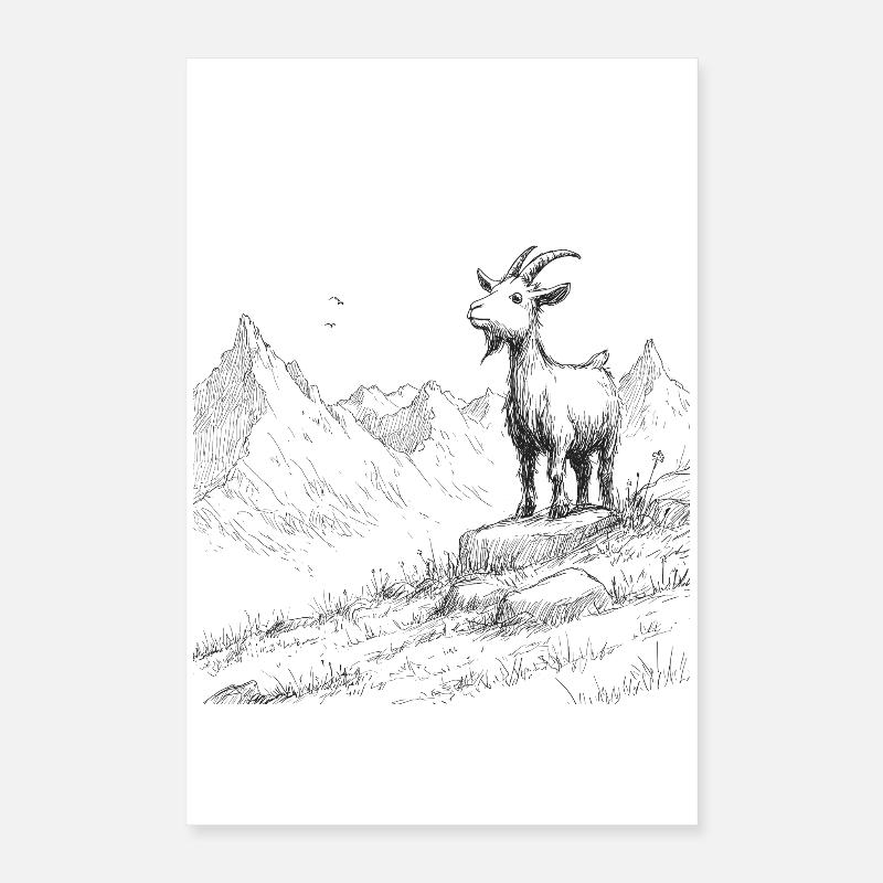 Alpine Peaks with Goat Poster 16" x 24" (40x60 cm)