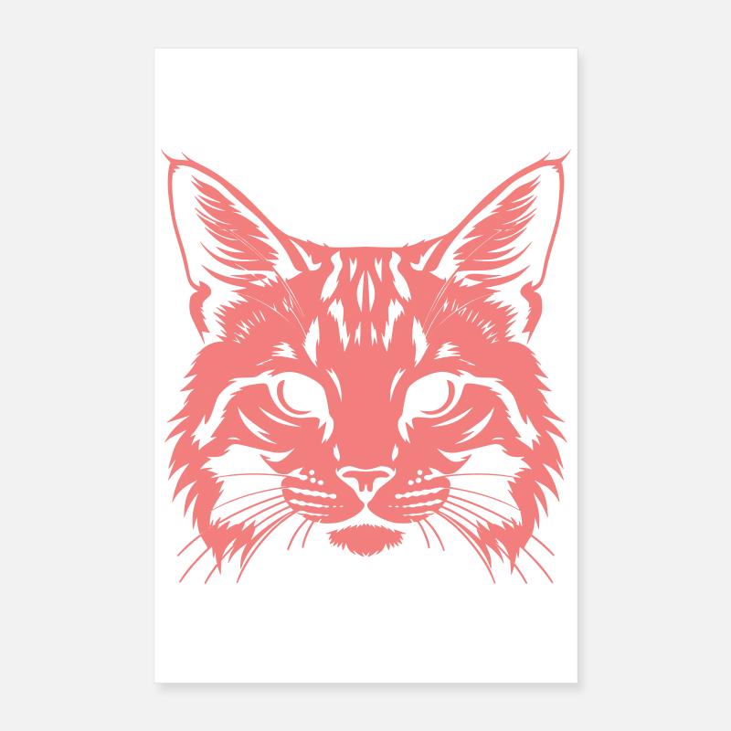 Silhouette de tête de chat Poster 40 x 60 cm