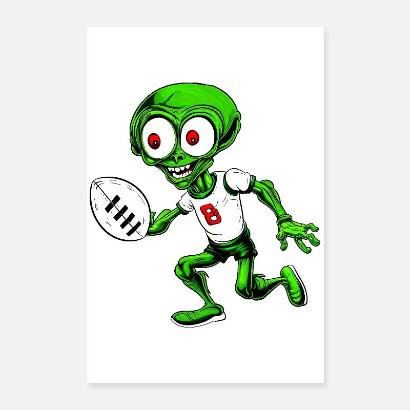 Rugby Player Alien Poster 16" x 24" (40x60 cm)