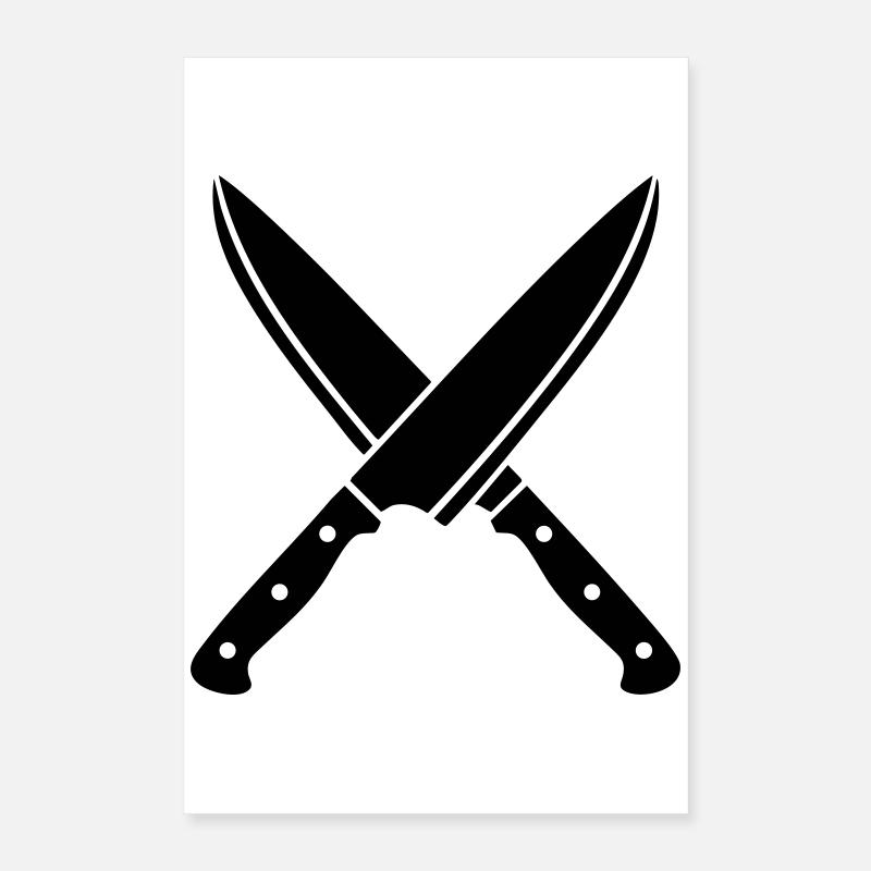 Crossed Chef Knives Silhouette Poster 16" x 24" (40x60 cm)
