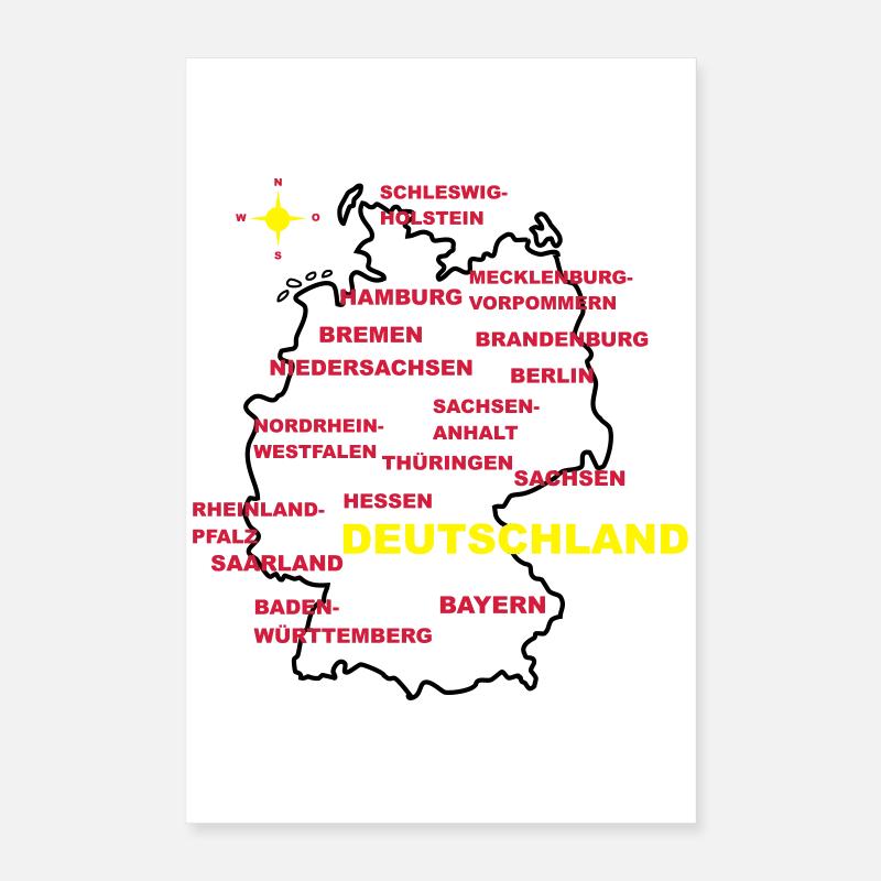 deutschland land karte Poster 40x60 cm