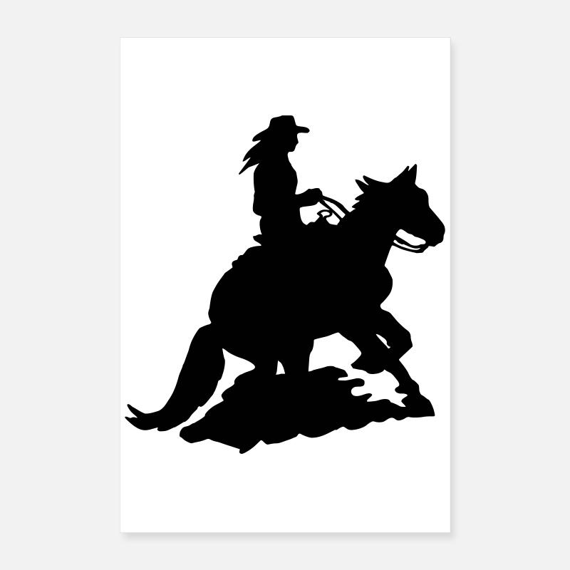 Western cavalier glisse arrêt, whoa équitation Poster 40 x 60 cm