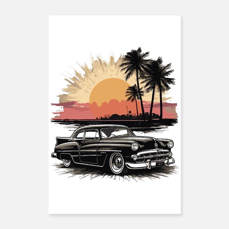 Voitures de collection 1950 Poster 40 x 60 cm