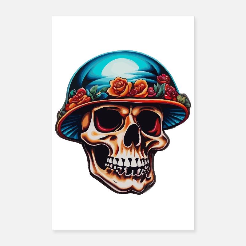 Crâne avec chapeau champignon Poster 40 x 60 cm