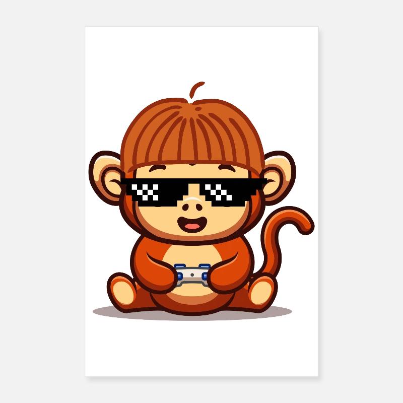 Gaming Affe Poster 40x60 cm